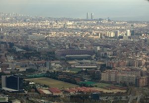 view of Les Corts and Camp Nou